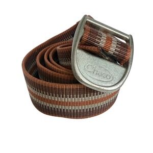 Chaco Webbed Belt Mens 46 Brown Orange Striped Gorpcore Hiking Outdoor climbing